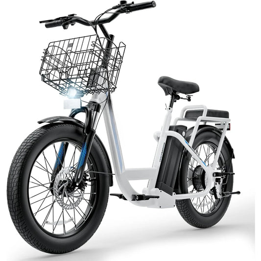 1200W Electric Scooter with Seat, 20" Fat Tire Electric Bike with 48V Removable Battery, up to 30Miles & 20MPH