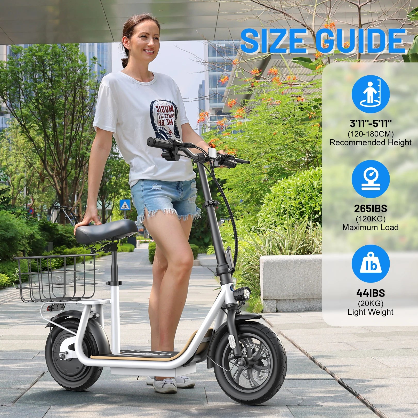 Caroma Electric Scooters for Adults&Teens, 350W Peak Motor, 30 Miles Max Range, Foldable Electric Scooter and Detachable Basket