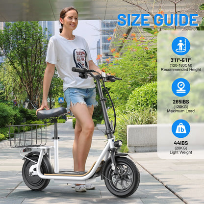 Caroma Electric Scooters for Adults&Teens, 350W Peak Motor, 30 Miles Max Range, Foldable Electric Scooter and Detachable Basket