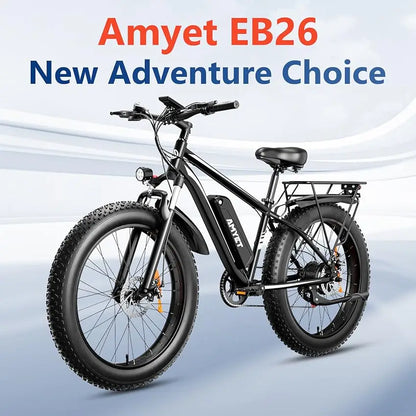 AMYET EB26 Electric Bike for Adults 1000W Electric Bicycle 48V 15AH E Bike 26" Fat Tire Mountain 31Mph Dual Shock Absorber Ebike