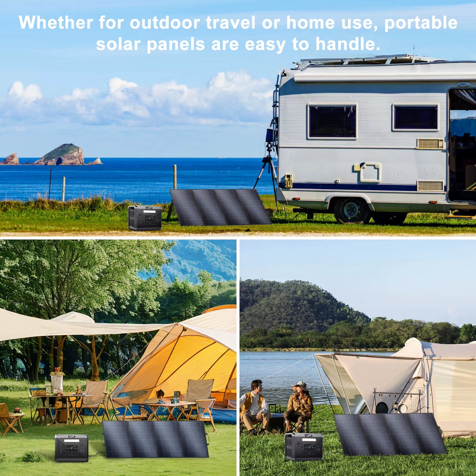 SOLARPLAY LCD Display Electric Power Station Photovoltaic Panel 400W Emergency Solar Kit with Trolley Outdoor Camping Equipment