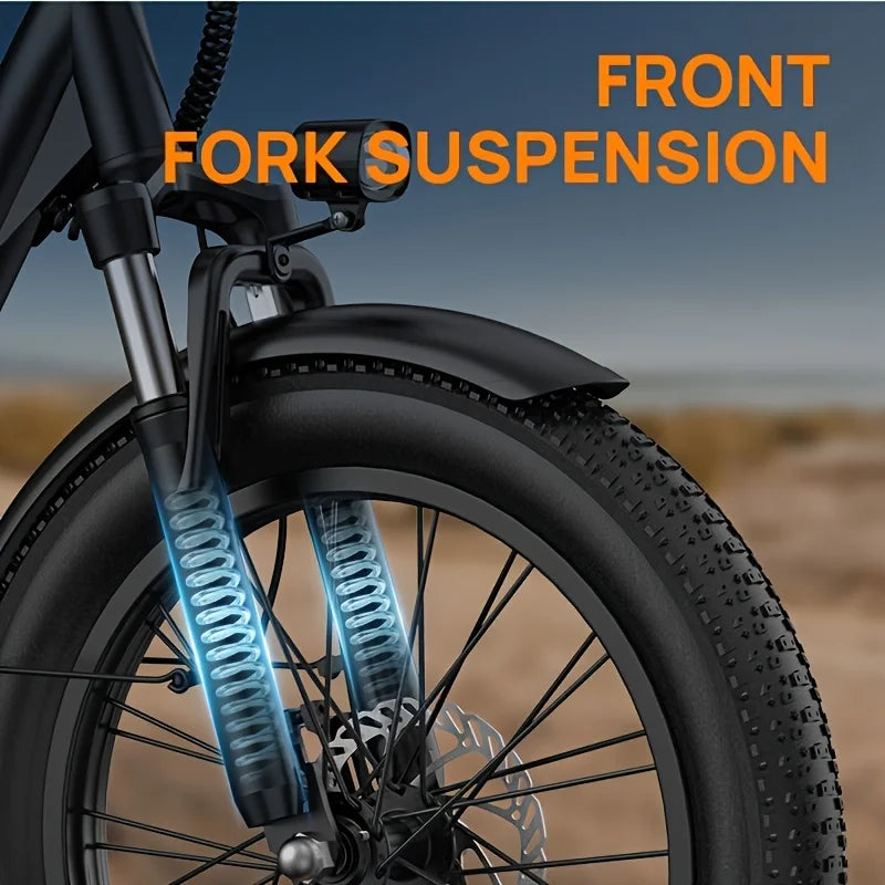1000W E20 Electric Bike | 48V 13Ah Removable Battery, 20MPH, 20''X3" Fat Tire, 7-Speed Electric Bicycles with Dual Disc Brake