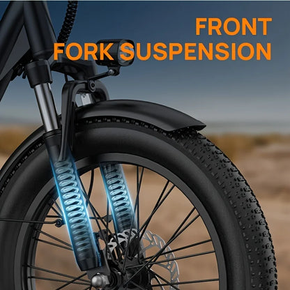 1000W E20 Electric Bike | 48V 13Ah Removable Battery, 20MPH, 20''X3" Fat Tire, 7-Speed Electric Bicycles with Dual Disc Brake