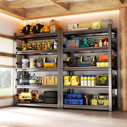 40''W Garage Shelving Heavy Duty Garage Storage Shelves, 3000 LBS Adjustable 5 Tier Industrial Shelving Unit, Metal Utility Shelf for Basement, Warehouse and Workshop (63''Hx40''Wx14''D, Black)