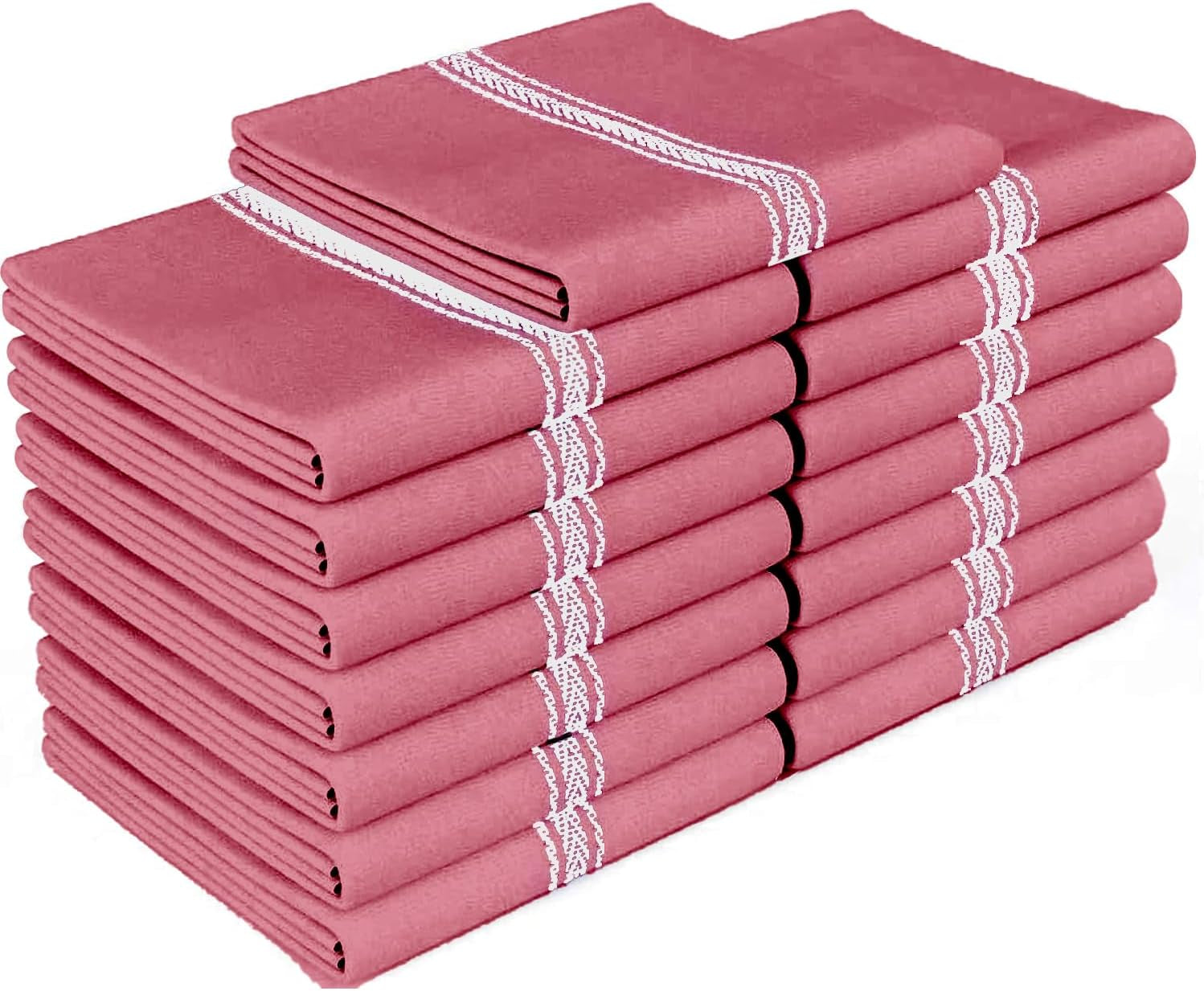 Zeppoli Classic Kitchen Towels - 30 Pack 100% Natural Cotton Towel Set, Reusable Wash Cloths, Absorbent Dish Towels, Machine Washable Hand Towels, Kitchen Essentials, 14” by 25”, Black Striped