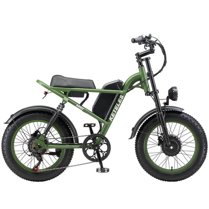 KETELES K880 Adult Electric Motorcycle, 2000W Motor, 23AH/17.5AH Battery, 7-Speed, 20'' Fat Tire Electric Bike