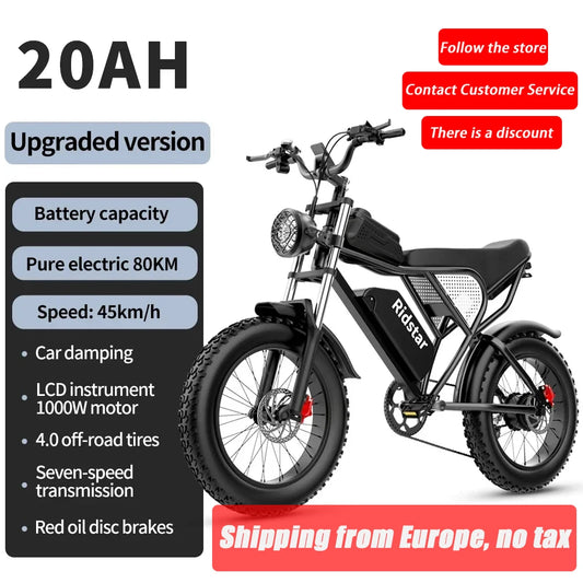 Electric Bicycle 2000W Powerful Dual Motor 52V 40Ah Dual Battery Q20 Ebike Motorcycle Mountain 20X4.0 Fat Tire Electric Bike