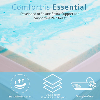 2 Inch Mattress Topper, Queen Gel Memory Foam Mattress Topper in a Box