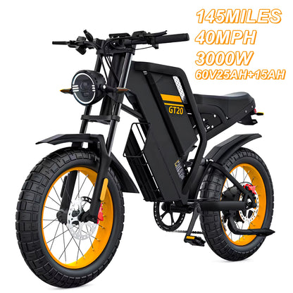 Electric Bike for Adults,1000W/2000W/3000W Motor,Removable Battery,93-145Miles Electric Motorcycle,20"X4.0 Fat Tire Ebike Adults