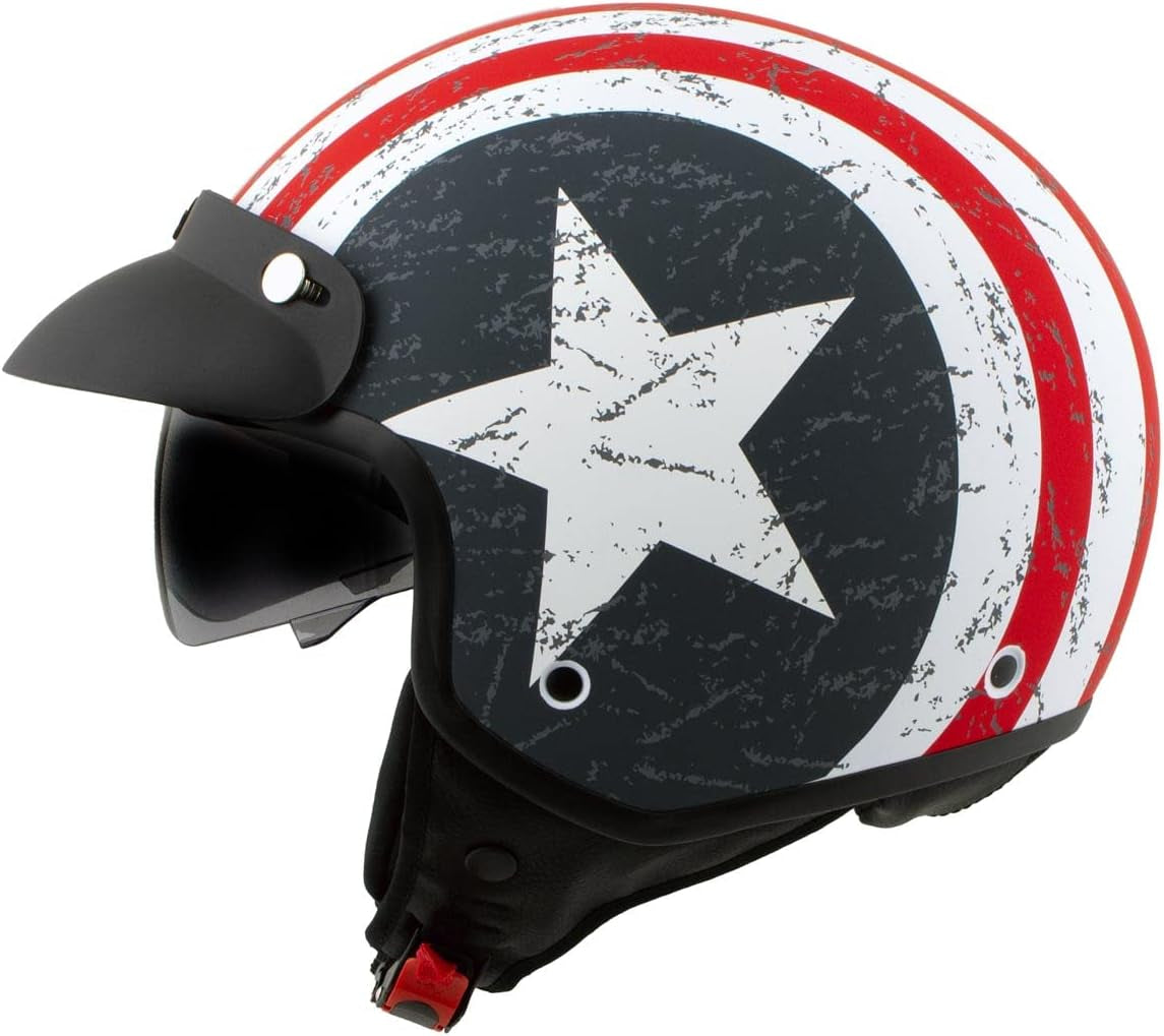 Milwaukee Helmets MPH9701DOT Maverick 3/4 Open Face Stars and Stripes Motorcycle Biker DOT Helmet - Large