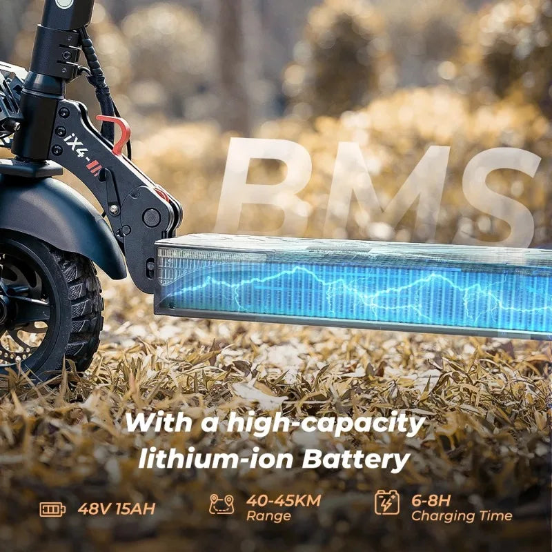 Electric Scooter Iscooter IX4 800W Motor 48V15AH Battery E-Scooter Anti-Slip Tire Max Speed 45KM/H Maxi Range 45Km Escootres