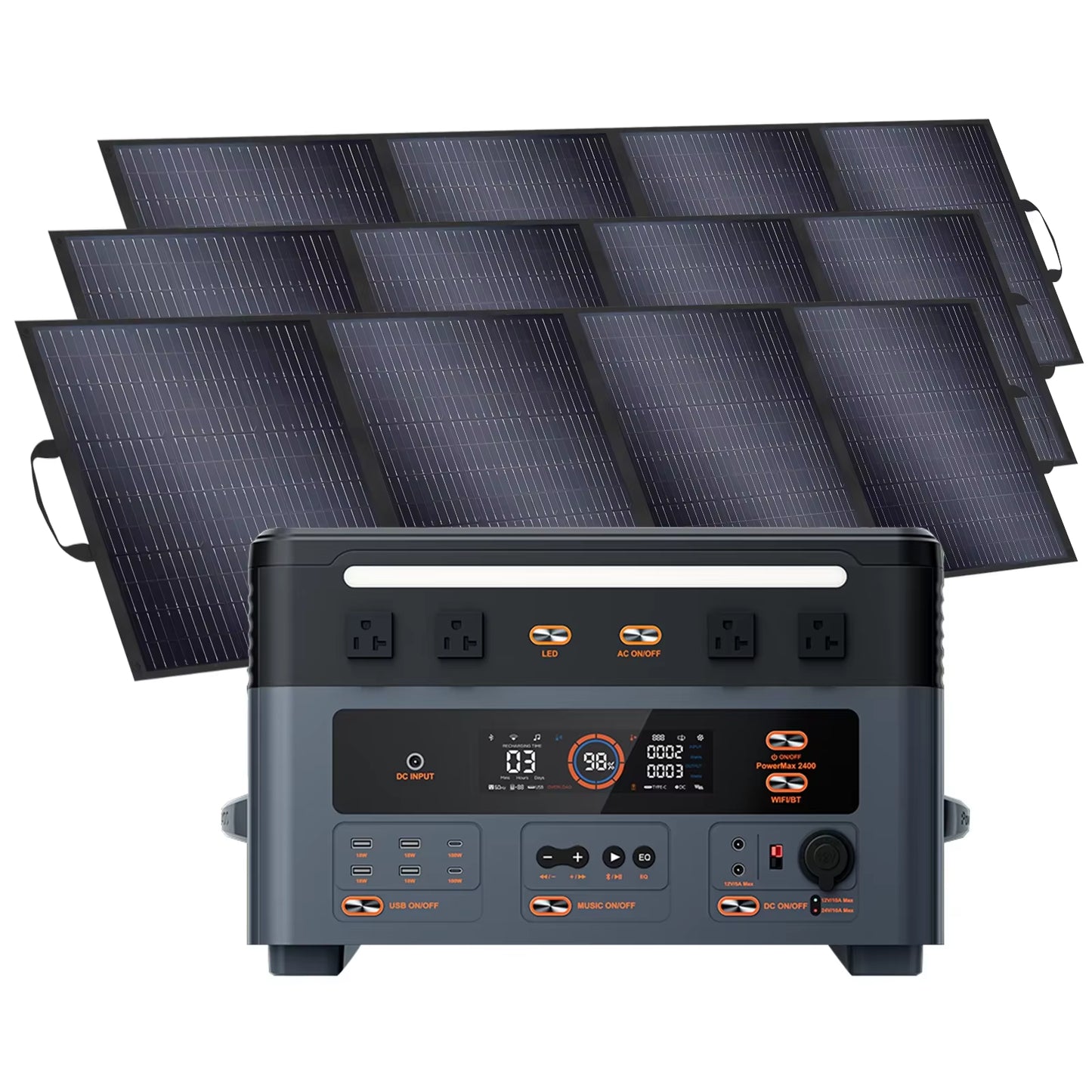 OSCAL 1872Wh Solar Generator 2400W（4800W Peak）With Solarpanel 3*200W(600W) Lifepo4 Portable Power Station with Solar Charger