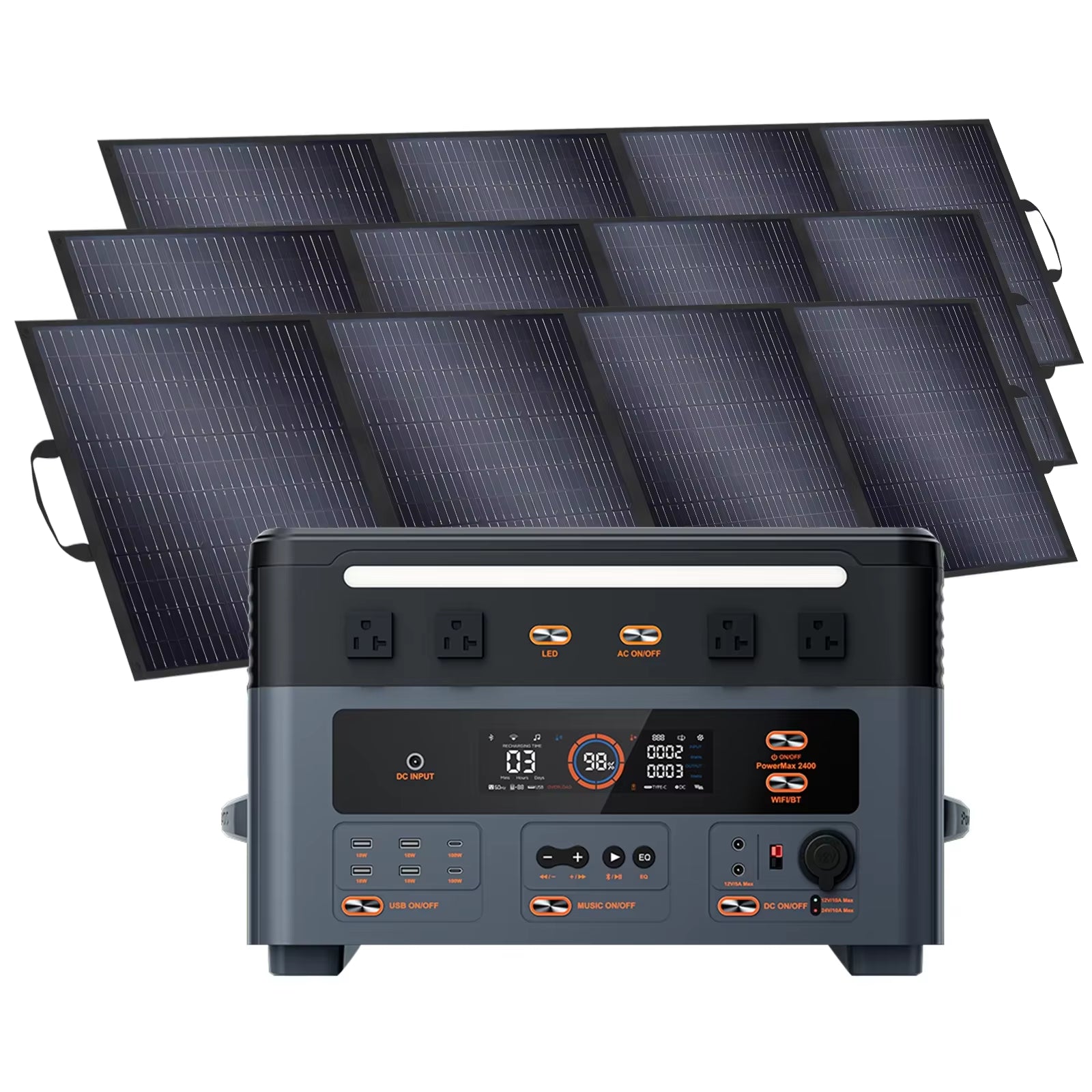 OSCAL 1872Wh Solar Generator 2400W（4800W Peak）With Solarpanel 3*200W(600W) Lifepo4 Portable Power Station with Solar Charger