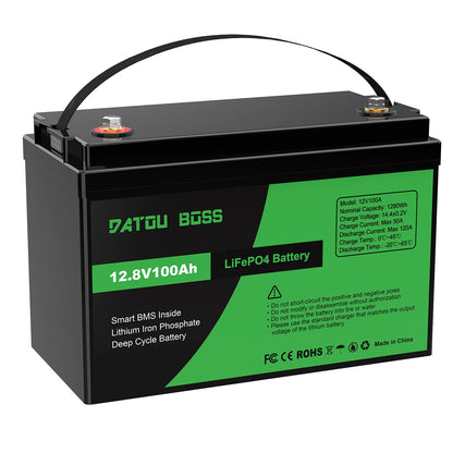 DATOUBOSS 12V24V100A Lithium Battery Lifepo4 Rechargeable BMS for Solar System Home Outdoor Travel Local Warehouse Fast Shipping