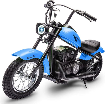 24V Electric Dirt Bike, 250W Electric Motorcycle W/Led Light, Leather Seat- Two Speed Max up to 14MPH & 60 Minutes Motorbike