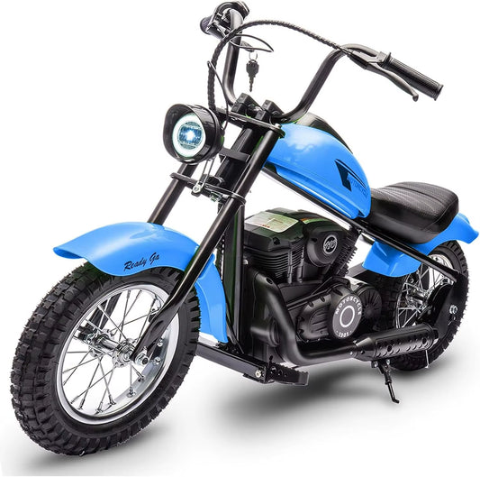 24V Electric Dirt Bike, 250W Electric Motorcycle W/Led Light, Leather Seat- Two Speed Max up to 14MPH & 60 Minutes Motorbike