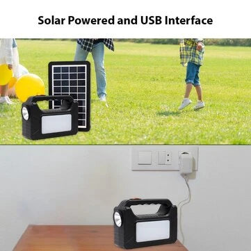 Portable Generator LED Flashlight with Solar Panels