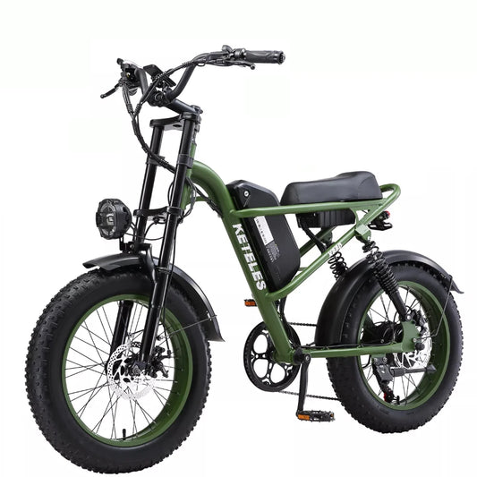 KETELES K880 Adult Electric Motorcycle, 2000W Motor, 23AH/17.5AH Battery, 7-Speed, 20'' Fat Tire Electric Bike