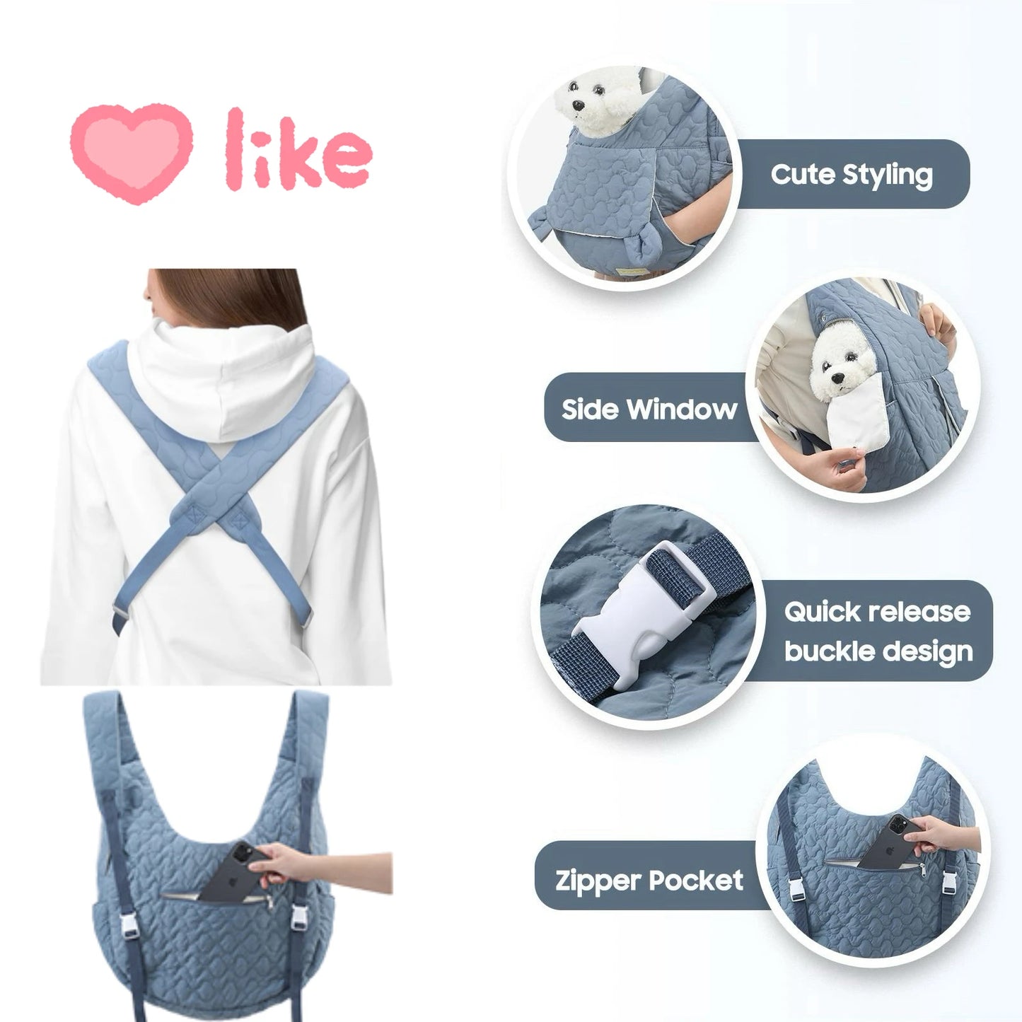 Pet Carrier Bag Extra Large Capacity Chest Backpack Dog and Cat Outdoor Bag Waterproof and Wind Resistant Portable Pet Bag