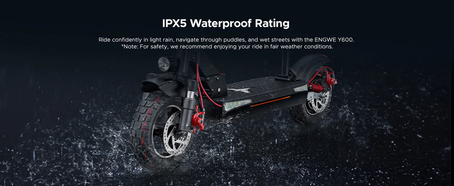 2024 New Design Electric Scooter US Warehouse Adult Scooter Y600 Rear Motor 600W Ofroad 10 Inch With 48V 18.2ah Foldable Scooter