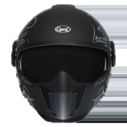 Full Face Motorcycle Helmet Retro Moto Helmets with Double Visors DOT ECE APPROVED CYRIL OP12A Adults Modular Open Face Helmet