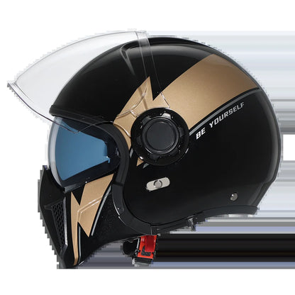 Full Face Motorcycle Helmet Retro Moto Helmets with Double Visors DOT ECE APPROVED CYRIL OP12A Adults Modular Open Face Helmet