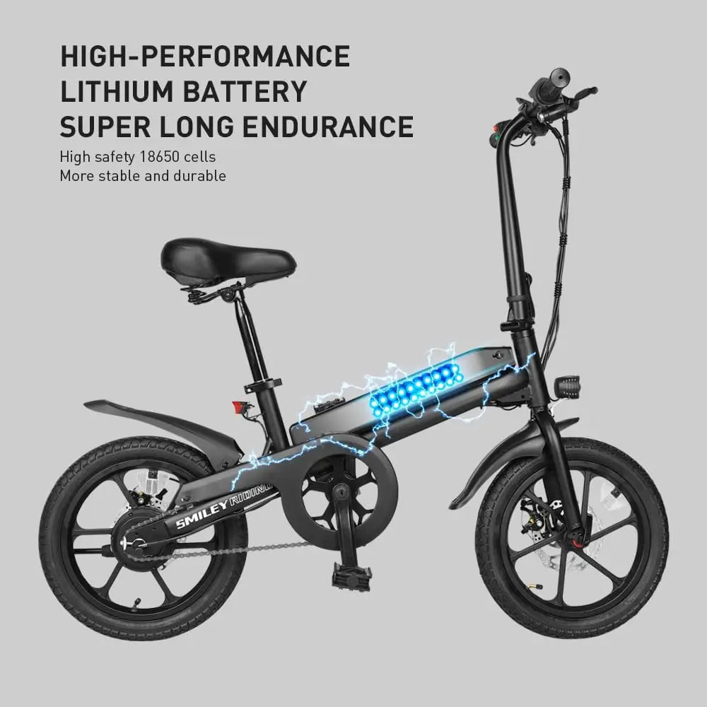 Electric Bike for Adult 250W Motor Top Speed 32MPH Folding Ebike 36V 7.8Ah 16"Fat Tire Electric Bicycles with Dual Suspension