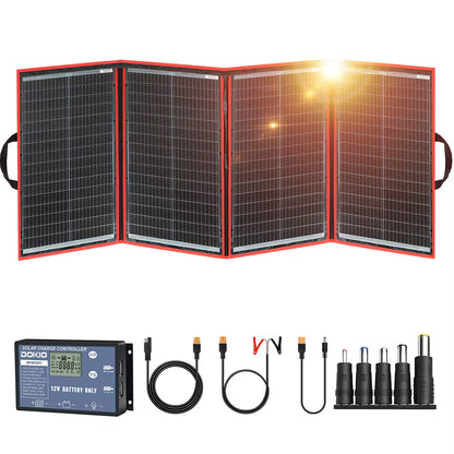 Dokio 18V 97W 150W 195W 295W Portable Foldable Solar Panel with 12V Controller Flexible Solar Panel for House Camping Travel