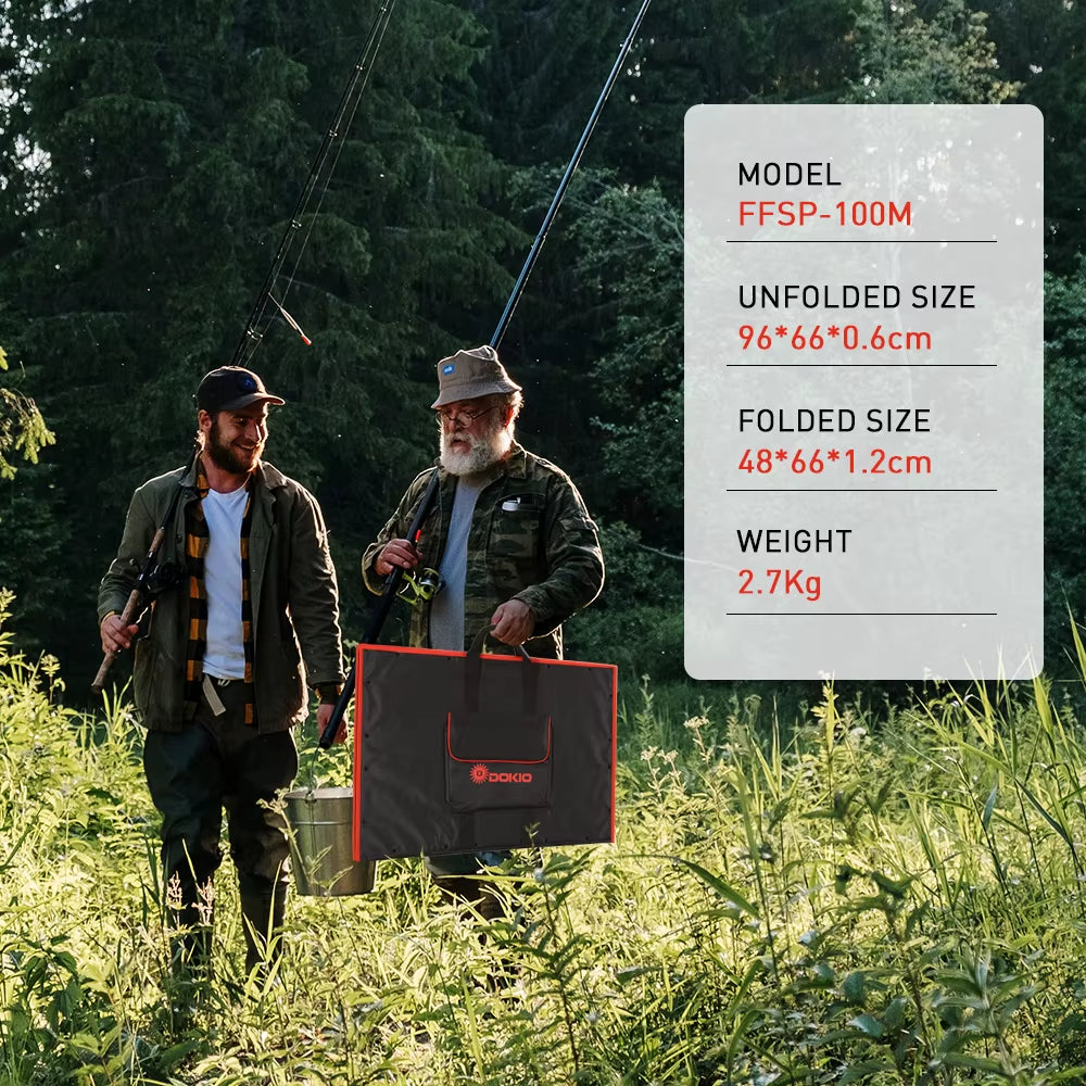 Dokio 18V 97W 150W 195W 295W Portable Foldable Solar Panel with 12V Controller Flexible Solar Panel for House Camping Travel