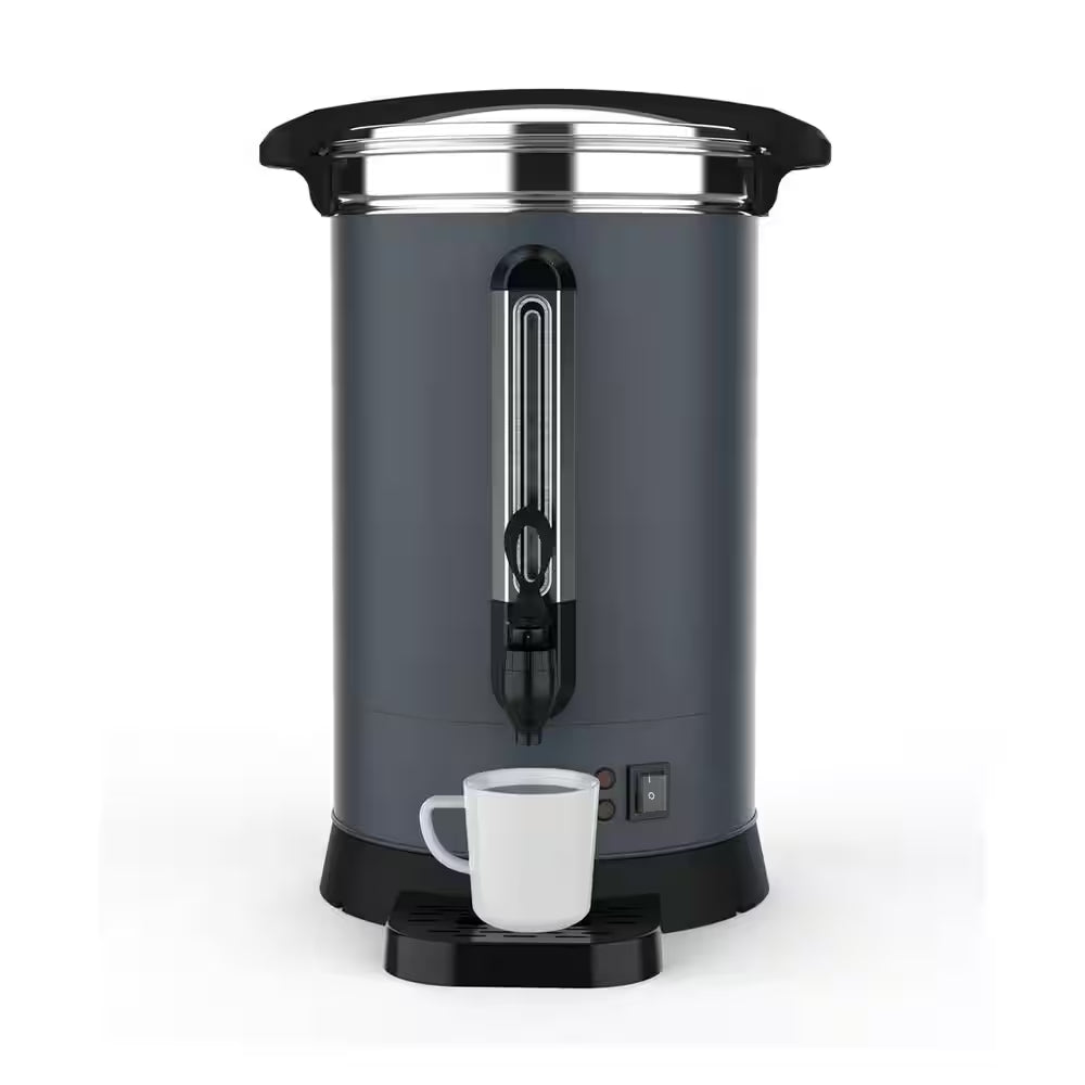 100 Cup Gary Stainless Steel Electric Coffee Urn and Hot Water Dispenser with Water Collecting Tray