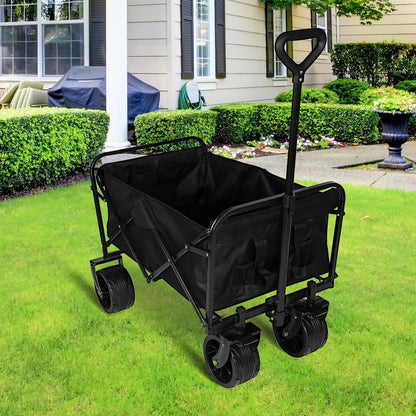 23.4 Cu. Ft. Steel Purple Heavy-Duty Folding Beach Wagon Garden Cart with 220 Lbs. Large Capacity, Big Wheels