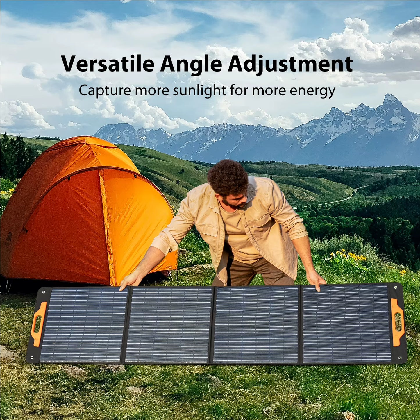 Oscal PM200 200W Foldable Solar Panel 23% Efficiency Monocrystalline Cells IP65 Water Repellent with 5-In-1 Cable Portable Solar