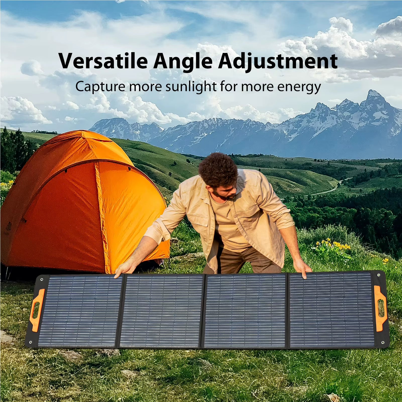 Oscal PM200 200W Foldable Solar Panel 23% Efficiency Monocrystalline Cells IP65 Water Repellent with 5-In-1 Cable Portable Solar