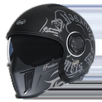Full Face Motorcycle Helmet Retro Moto Helmets with Double Visors DOT ECE APPROVED CYRIL OP12A Adults Modular Open Face Helmet