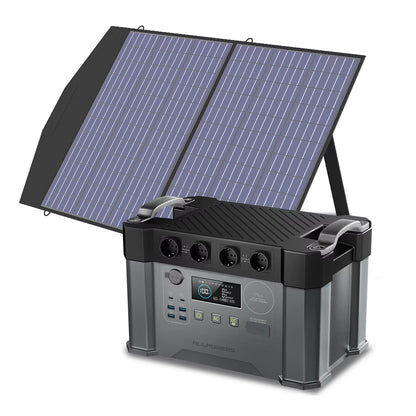 ALLPOWERS S2000 Pro Outdoor Generator 2400W MPPT Portable Power Station with 4X100W Folable Solar Panels for RV Camping, Home
