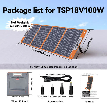 Flashfish 18V 60W Foldable Solar Panel Portable Solar Charger with DC Output USB-C QC3.0 for Phones Tablets Camping RV Trip