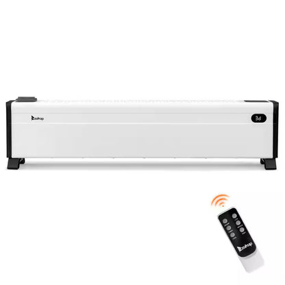 1500-Watt 9.25 In. Indoor Electric Ceramic Space Heater Baseboard Heater with Remote Control