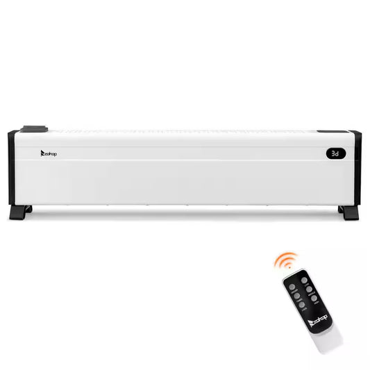 1500-Watt 9.25 In. Indoor Electric Ceramic Space Heater Baseboard Heater with Remote Control