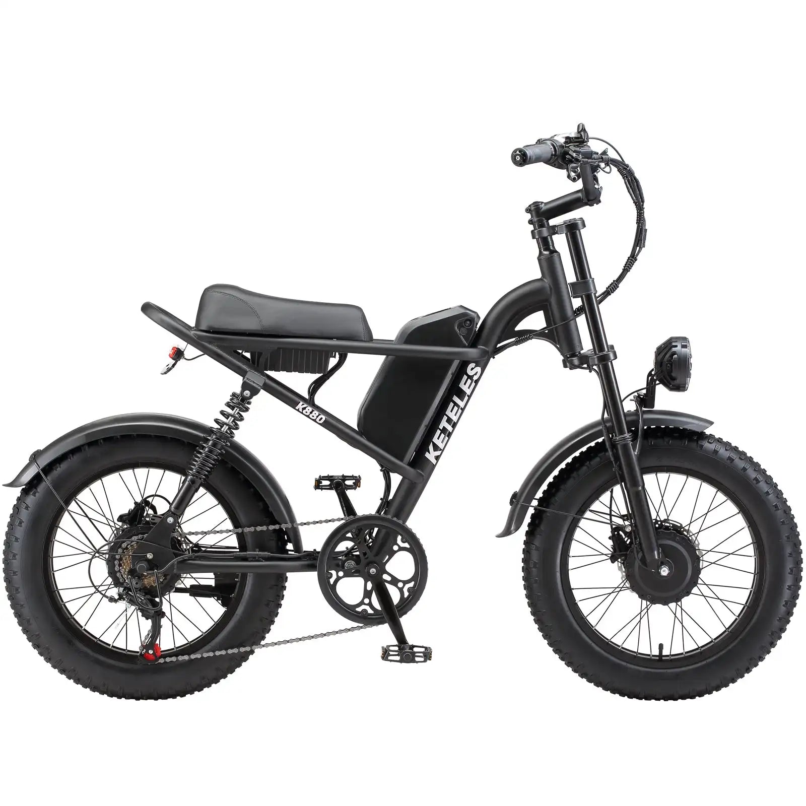 KETELES K880 Adult Electric Motorcycle, 2000W Motor, 23AH/17.5AH Battery, 7-Speed, 20'' Fat Tire Electric Bike
