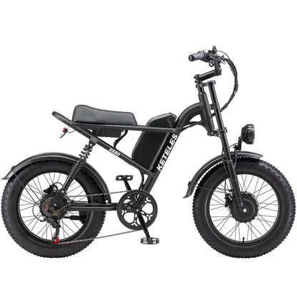 KETELES K880 Adult Electric Motorcycle, 2000W Motor, 23AH/17.5AH Battery, 7-Speed, 20'' Fat Tire Electric Bike