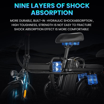 A9 Foldable Electric Bicycle 500W LED Display 3 Modes 14Inch Vacuum Tire