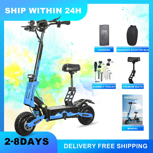 Electric Scooter for Adults 5600W Dual Motor 60V27AH Folding E-Scooter with Adjustable Seat 46MPH 11'' Off-Road Tires Escooter