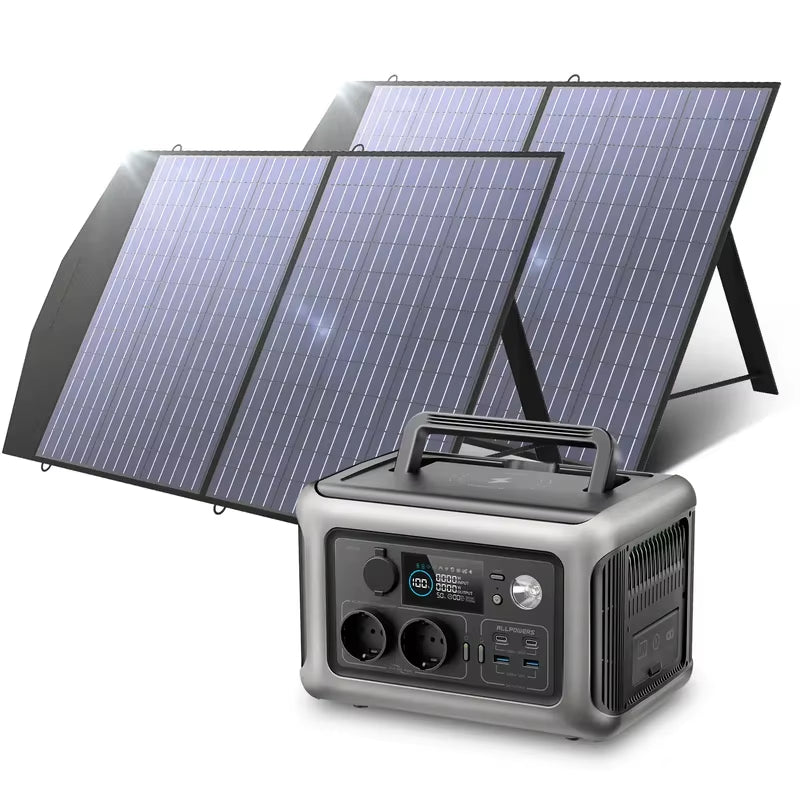 ALLPOWERS Solarpanel 100W 140W 200W Solar Energy Charger with Lifepo4 Battery 299Wh 600W Portable Power Station for Camping RV