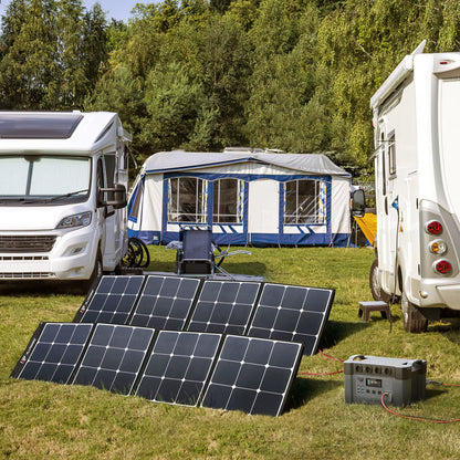 ALLPOWERS Solar Generator 2400W Battery Charger,110V/230V Pure Sine Wave AC Outlet with 2×100W Portable Solar Panel for Outdoors