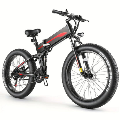 26" X 4.0 Fat Tire Ebike for Adult with High Speed 500W Brushless Motor, 48V 10Ah Foldable Electric Bicycles, 20MPH Ebike
