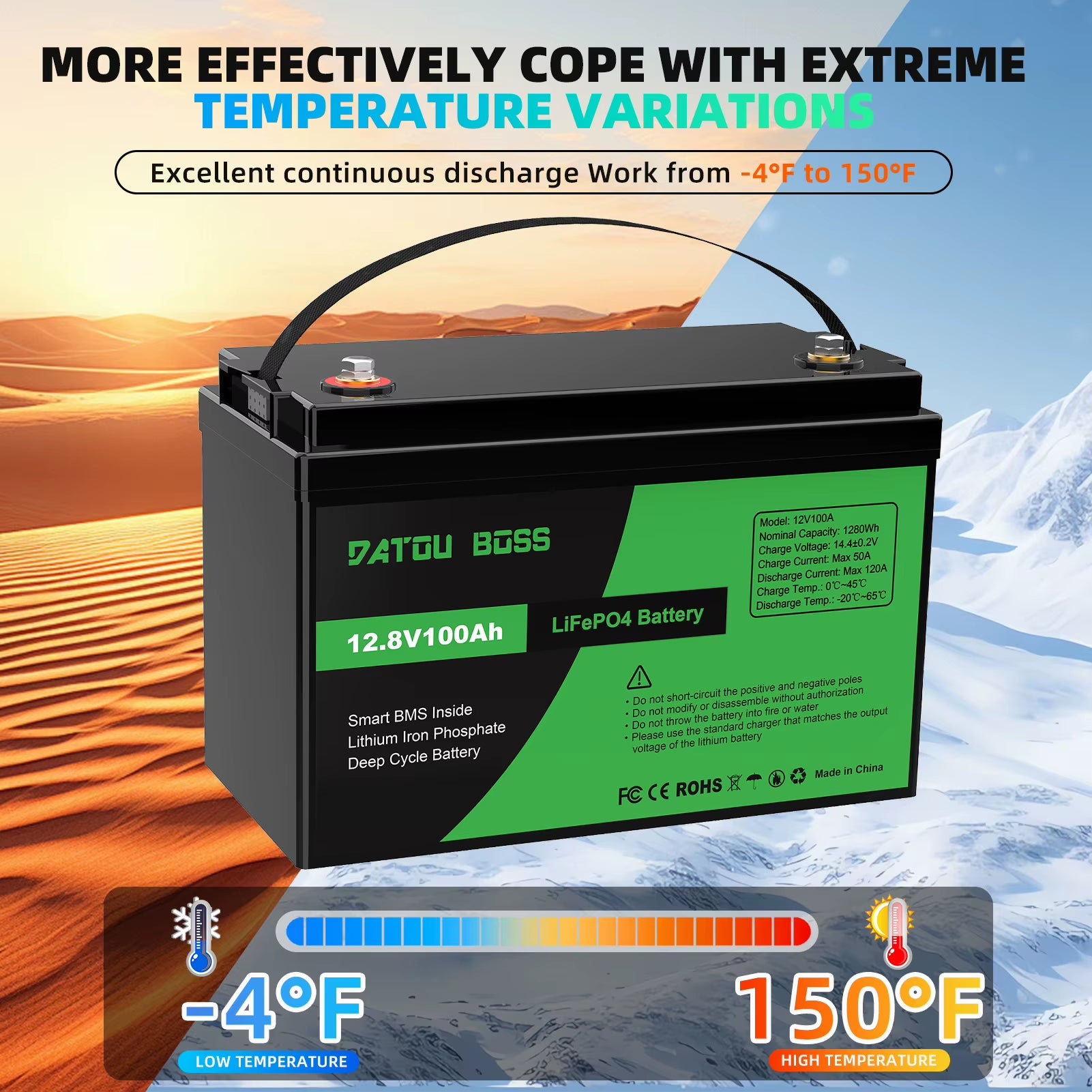 DATOUBOSS 12V24V100A Lithium Battery Lifepo4 Rechargeable BMS for Solar System Home Outdoor Travel Local Warehouse Fast Shipping