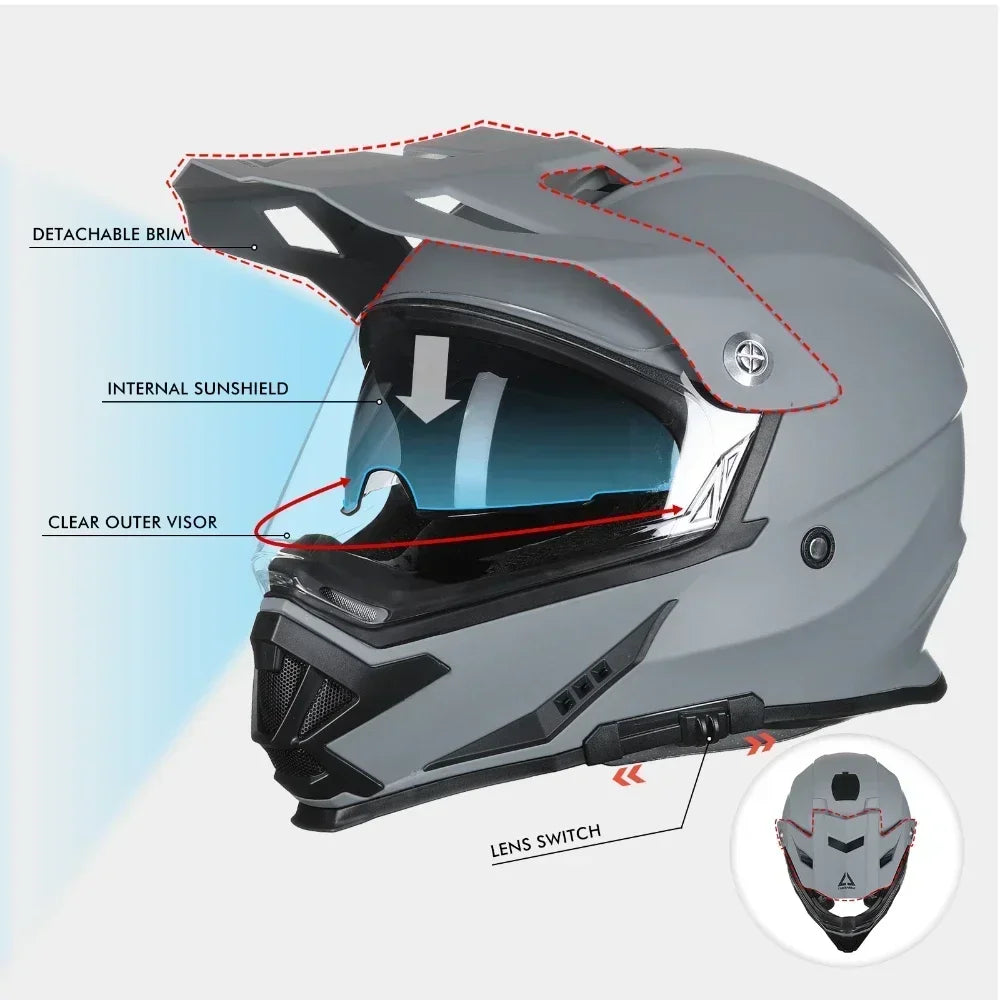 Motorcycle Full Face Dirt Bike ATV Dual Sports Helmet with GOPRO off Road Motorcross Helmet Casco Para Motos DOT ECE Approved