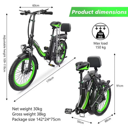 Folding Electric Bike 750W Powerful Motor 48V13AH Waterproof Lithium Battery E Bike Adult Mountain 20 Inch Tire Electric Bicycle