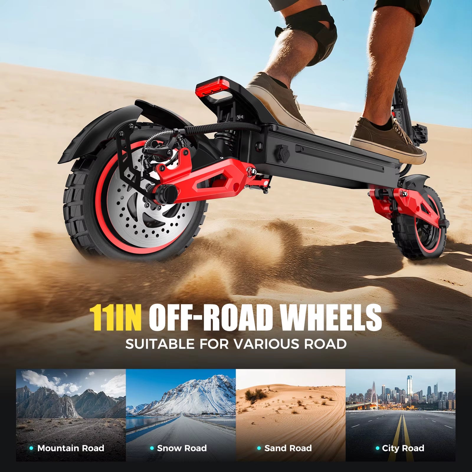 NEW 1600W Adult Foldable Electric Scooter Dual Brakes Long Endurance 11Inch Off-Road Tires High Performance Commute E-Scooter