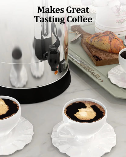 TROPOW 100 Cups Coffee Urn,18L Double Wall Commerical Coffee Maker for Buffet Catering Wedding Gathering,Large Capacity Hot Coffee Dispenser,Stainless Steel Hot Water Urn